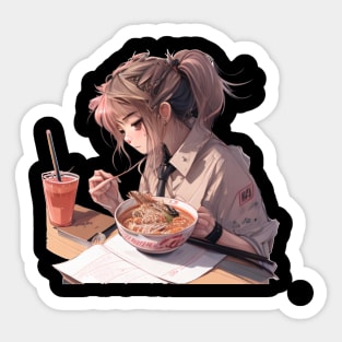 Japanese Ramen Anime Girl Sticker